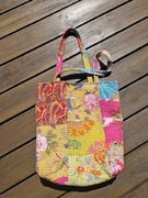 Torba shopper patchwork z  recyclingu duża