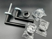 Klamki Drzwiowe Łazienkowe WC Czarne Matowe Stal Okrągłe Rozety