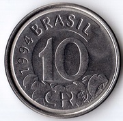 BRAZYLIA 10 cruzeiros real 1994, KM# 628, UNC