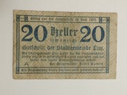 Sprzedam banknot Austria Notgeld 20 Heller 1920r. miasto Linz