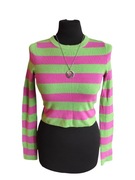 Sweter crop top Sinsay paski różowo-zielony rozmiar S nowy z metką