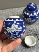 Zestaw 2 miniatur słoików imbirowych Porcelana Prunus słoik Vintage