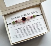 Bransoletka szczęścia granat kwarc różowy turmalin arbuzowy 