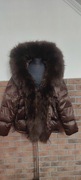 Kurtka puchowa lis puch naturalny czekoladowa czekolada 