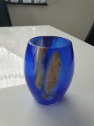 Wazon Kobaltowy Szkło Artystyczne PRL Vintage Retro  Ręcznie Formowany