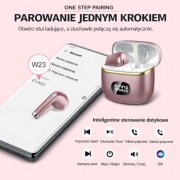 Słuchawki bezprzewodowe Bluetooth 5.3 W23 LED 40h IPX7 Rose Gold