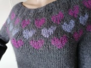 SZARY SWETER ALPEJSKI STYL SERDUSZKA JAK NOWY WEŁNA S/M 