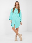Turkusowa casualowa sukienka o kroju koszuli RUE PARIS