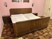 Łóżko podwójne antyk zabytkowe - KOMPLET z nakastlikami!