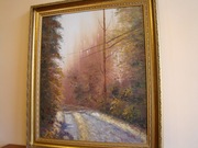 Obraz Droga w lesie olej na płótnie