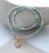 Naszyjnik kamienie naturalne amazonit hematyt stal