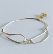 Bransoletka ZŁOTA dwa serca 585 sznurkowa sznurek na szczęście na prezent