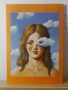 Reprodukcja obrazu Rafała Olbińskiego oprawiona w antyramę w rozmiarze A 4.