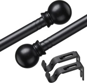 REGULOWANY Karnisz 76-140 cm, Średnica 16 mm z Zakończeniami i Uchwytami