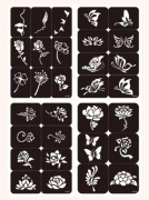 SZABLON DO TATUAŻU KWIATY MOTYLE 4 ARKUSZE 