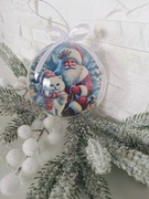 Bombka akrylowa Mikołaj z kotkiem
