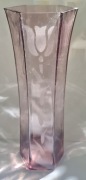 Fioletowy Różowy Liliowy wazon  ręcznie szlifowany rodem z PRL lata 80-te 