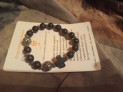 Różaniec bransoleta heban i metal + etui / nowy