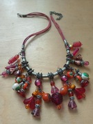 NASZYJNIK Z ZAWIESZKAMI CHARMS SZKLANE ZAWIESZKI RETRO VINTAGE