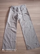 Letnie damskie, przewiewne spodnie lniane m-ki Rosner st. idealny