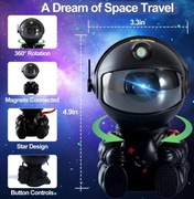 Lampka projektor gwiazd astronauta czarny.