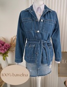 Dżinsowa kurtka wiązana jeansowa 36 S kieszonki 100% bawełna Next cotton