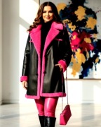 Woskowany  płaszcz.  Roz.  M. Skórzany. Unikat.  Luksus. Futro. 