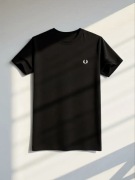 T-shirt Męski Czarny Minimalistyczny Basic Haft Wieniec Old Money