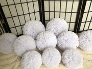 25 cm, Pompon tiulowy, biały, sztywny, gęsty tiul