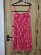 Mohito sukienka czerwona midi groszki rozcięcie gorsetowa ramiączka M