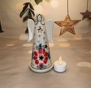 Lampion ceramiczny Bolesławiec anioł 15,5 cm ceramika Bolesławiec 