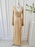 Elegancka suknia zdobiona cekinami z rozcięciem NOWA CLUB L 34 XS