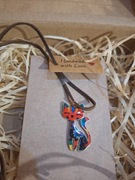 Naszyjnik na skórzanym rzemyku/zawieszka kot