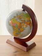 Duży globus polityczny i fizyczny podświetlany 32 cm drewniana oprawa