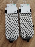 damskie skarpetki kabaretki C&A czarne 3 pary 35-42 socks rajstopowe 