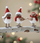 Zestaw 3 sztuki ptaszki pluszowe świąteczne duże ręcznie wykonane ptak 