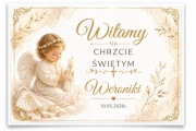 Elegancki Plakat Powitalny na Chrzest Święty – Personalizowany | Aniołek