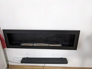 Biokominek podwieszany 140x40x12, do zabudowy, czarny mat, 3 palniki