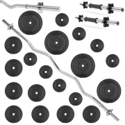 Zestaw Do Ćwiczeń 50-55Kg z Gryfem Łamanym 120 cm + 2x Krótkie Gryfy