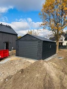 4x6 garaż blaszany drewnopodobny plus Antracyt drewnopodobny Brama uchylna