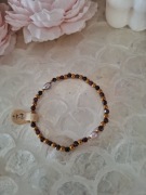 Bransoletka handmade z naturalnych kamieni hematyt granat perły 