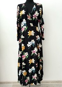 ZARA sukienka midi w kwiatowy print Wiskoza