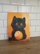 Obraz olejny „Kot i pomarańcza”