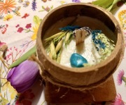 Świeca sojowa z turkusem w kokosie z afirmacją