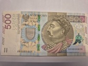 Banknot 500zł, ładny numer AK6666606, 500 PLN