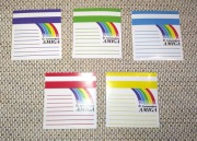 Naklejki na dyskietki 3.5'' AMIGA retro 5 kolorów 50 sztuk kolory tęczy