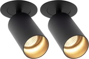 Yafido Zestaw 2 czarnych reflektorów sufitowych LED GU10 obrotowe 360°