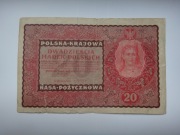 Banknot - 20 Marek Polskich - 1919 rok - Seria II DT - obiegowy