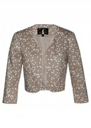 Żakiet krótki - bolerko 50 brązowe w białe gwiazdki OKAZJA