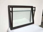 Okno PCV 70x70 (700x700 mm) brązowe uchylne gospodarcze 2-szybowe + siatka